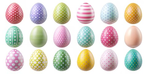 Colorful Easter Eggs with Polka Dots and Stripes, Easter, Holiday