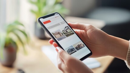 Person browsing real estate listings on a smartphone