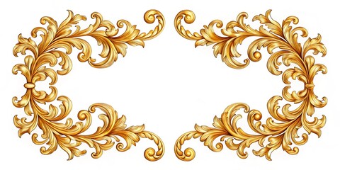 Golden Baroque Frame, Ornate Design, Vintage Floral, Gold Frame, Luxury, Antique, Rococo