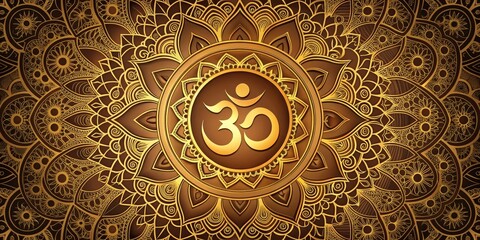 Golden Om Mandala with Intricate Design, spirituality , meditation