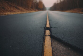 Fototapeta premium Asphalt road in the forest. Perspective view of the road.