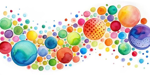 Watercolor Abstract of Colorful Circles in a Wave Formation, Abstract Art, Watercolor Painting ,watercolor, abstract art