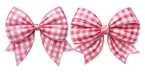 Watercolor Pink Gingham Bow Clipart, gingham, bow
