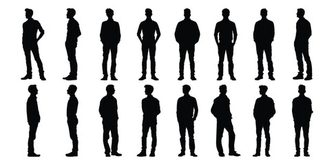 Man silhouettes set, people pack of vector silhouette design, isolated background