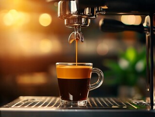 Fototapeta premium Experience the art of coffee brewing a journey through the perfect espresso extraction process at home
