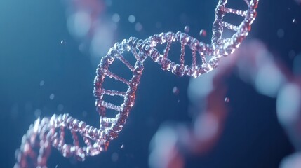 DNA Strands on blue background.