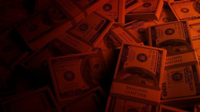 Stacks Of Money In Firelight
