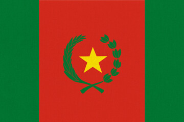 Flag of Belgium. Civil flag of Bolivia 1825 1826 on fabric surface.