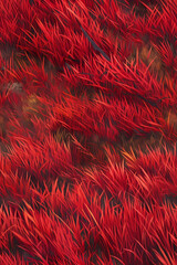 Lush Vibrant Grass Pattern in Shades of Deep Red Creating a Stunning Natural Visual Landscape