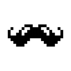 Moustache. Pixel icon of a man moustache. Arcade game, 8-bit. Pixel art on a white background.
