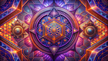 Geometric Abstract Background with Purple and Orange Hues