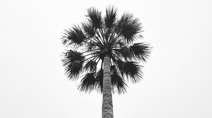 Black and White Silhouette of a Tall Palm Tree