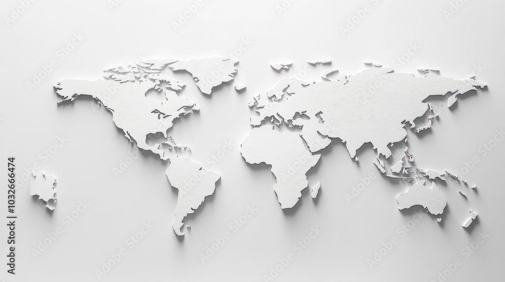 Aufkleber unlabeled world map borders on a simple, clean white background ideal for minimalistic design