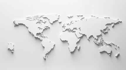 Unlabeled world map borders on a simple, clean white background ideal for minimalistic design