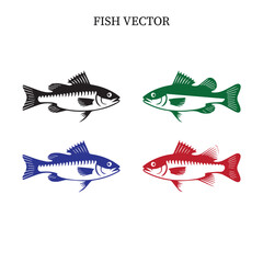 Carp fish silhouette design bundle set with white background.