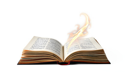 Reading magic book isolated with white highlights, png