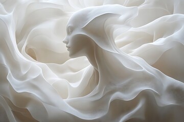 Obraz premium White sculpture of a female figure draped in flowing fabric
