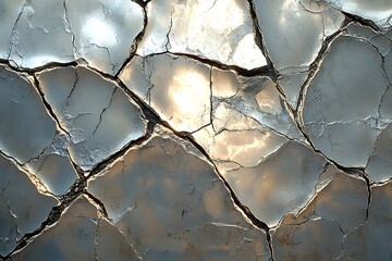 Cracked earth reflects sunlight, highlighting the impact of drought.