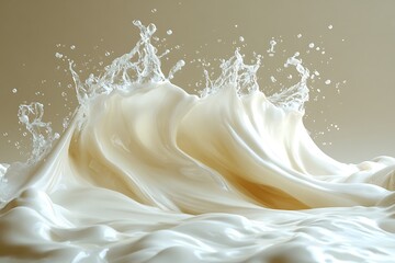 A wave of creamy milk with dynamic splashes.