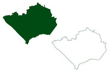 Cuajinicuilapa municipality (Free and Sovereign State of Guerrero, Mexico, United Mexican States) map vector illustration, scribble sketch Cuajinicuilapa map