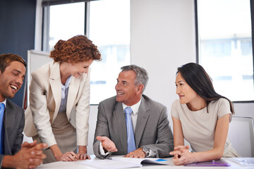 Teamwork, meeting and partnership with business people in office for discussion, planning and project management. Proposal, brainstorming and corporate with employee in agency for coaching and idea