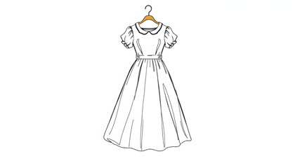 Drawing with dress isolated with white highlights, png