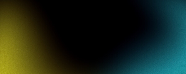 Grainy gradient background, noise texture glowing blue yellow gradient shape, black abstract banner poster backdrop design