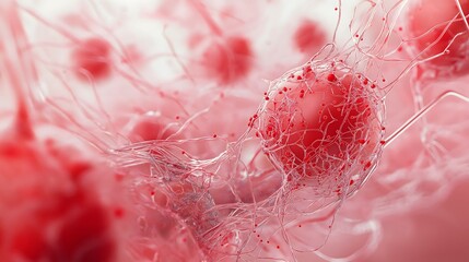 Zoomed-in view of platelets clotting and forming a mesh