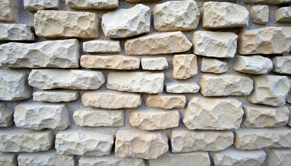 Fototapeta premium Stone wall texture with rough, uneven stones and mortar