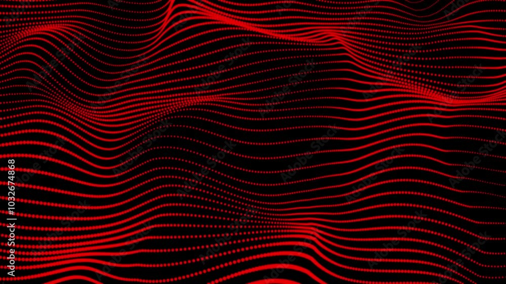 Poster abstract red dot line with a dynamic wave. abstract digital particle and dot wave light abstract bac