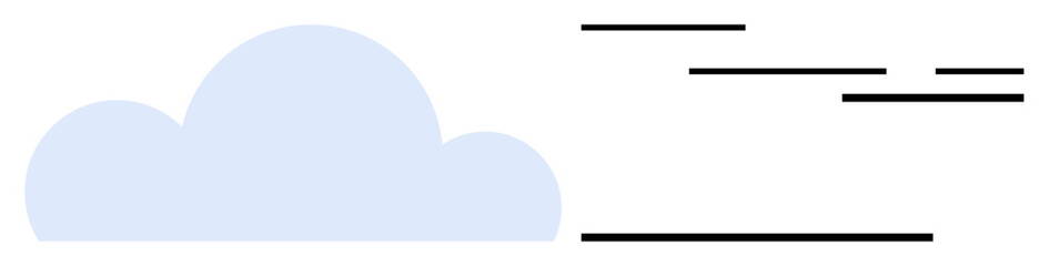 Blue cloud with black lines on a white background. Ideal for weather symbols, technology interface, minimalist designs, modern aesthetics, and educational illustrations. Simple, modern, clean