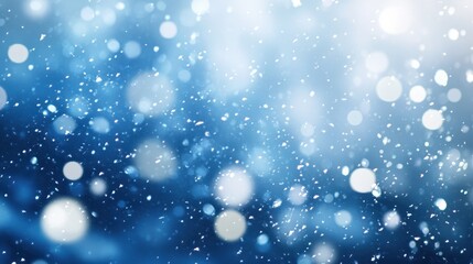 Obraz premium Snowy Winter Background with Soft Blue Bokeh Lights
