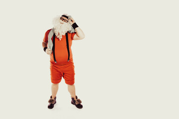 Funny Santa Claus and fitness. Retro style.