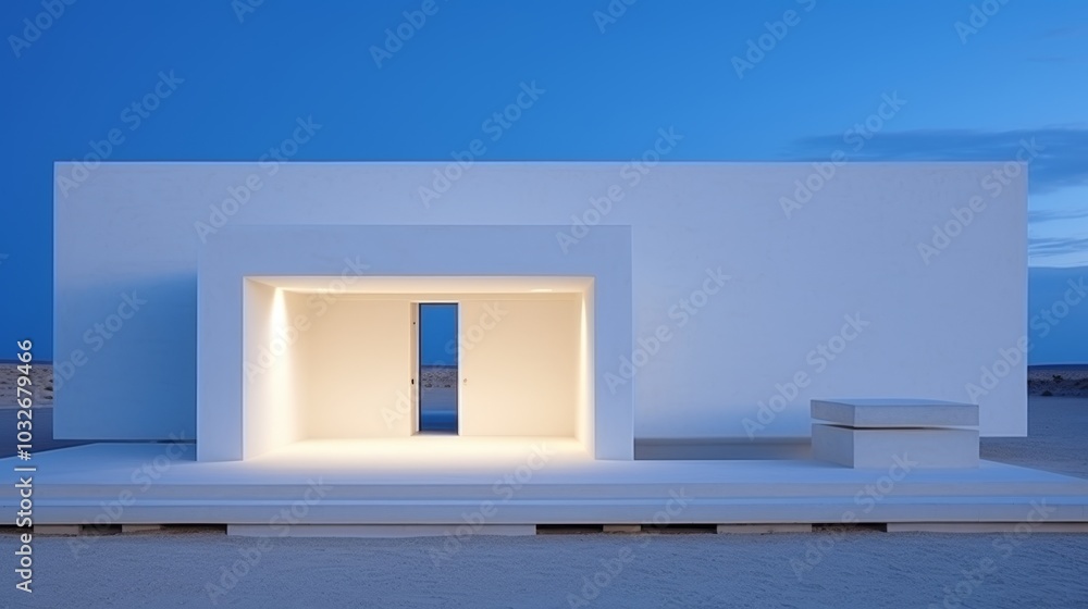 Poster modern minimalist architecture sleek structures with clean lines against a serene sky