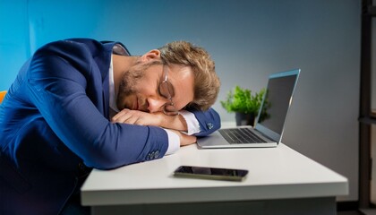 Tired Man With Narcolepsy Sleeping