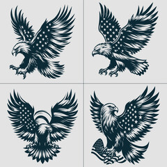 Obraz premium Flying Eagle with USA Flag Svg & PNG Files, Patriotic Clipart Vector Image, 4th of July eagle t shirt Sublimation Design, American flag svg
