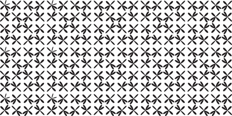 Black and white unique floral themed seamless geometric pattern. Perfect for printing, design and textiles