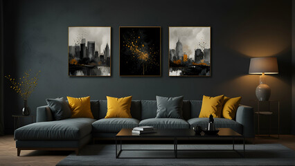 modern living room with fireplace
