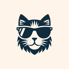 Cat with sunglass logo icon vector illustration