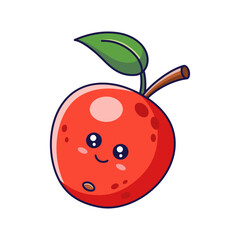 Cute Kawaii Apple character. Vector hand drawn cartoon icon illustration. Apple character in doodle style. Isolated on white background.