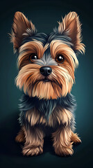 Fototapeta premium Yorkshire Terrier with Fluffy Fur and an Expressive Face, Staring Intently at the Camera