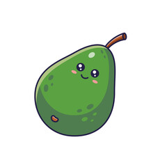 Cute Kawaii Avocado character. Vector hand drawn cartoon icon illustration. Avocado character in doodle style. Isolated on white background.