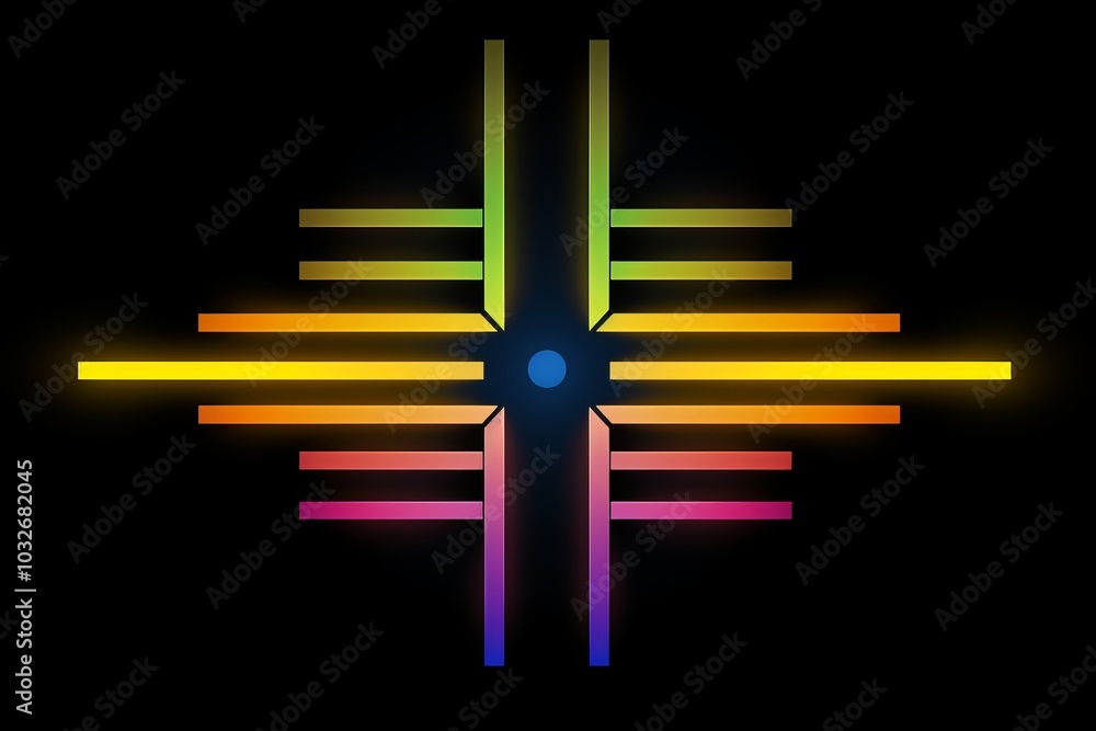 Poster isolated minimalist arrows in bright colors pointing in various directions for dynamic movement