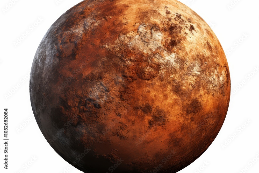 Poster inspiring astronomy close up of a planet isolated on white background with intricate details