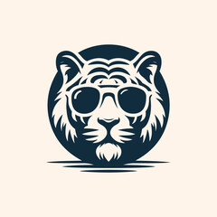 Tiger with sunglass logo icon vector illustration 2