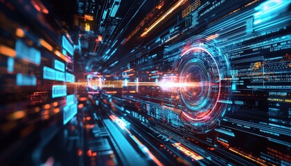 Web development concept with abstract high-speed technology visuals