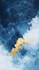 Elegant Blue and Gold Abstract Art