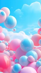 Bubble Gum Abstract Background. Сollection of soft, creamy, spheres in pastel colors.
