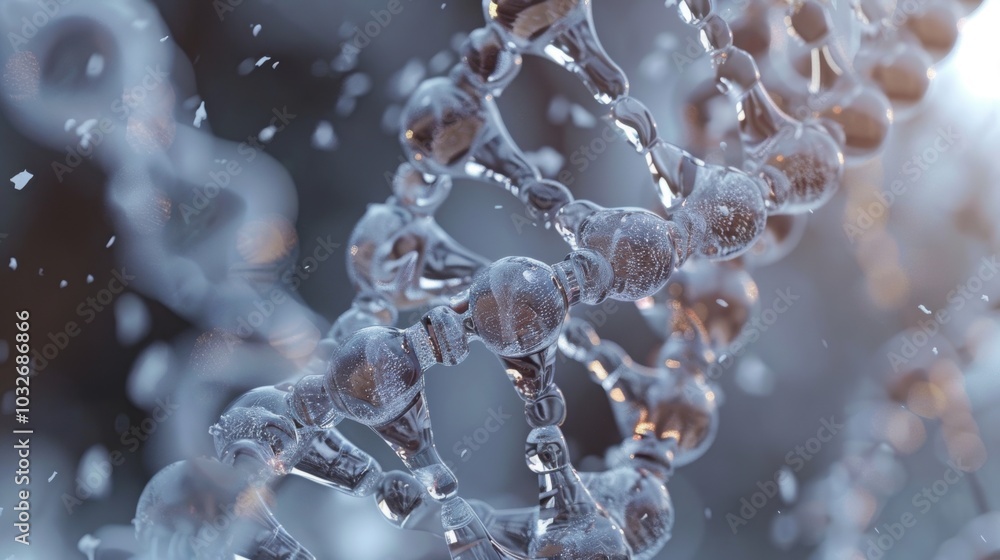 Poster highly detailed image of dna molecule structure under microscope.