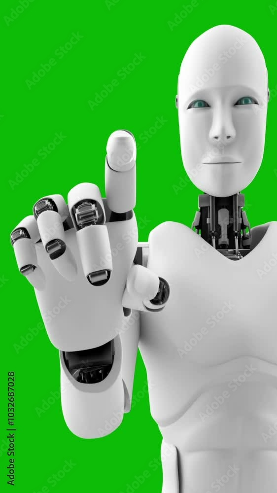 Poster futuristic robot, artificial intelligence cgi work on black and green background . robotic man 3d re